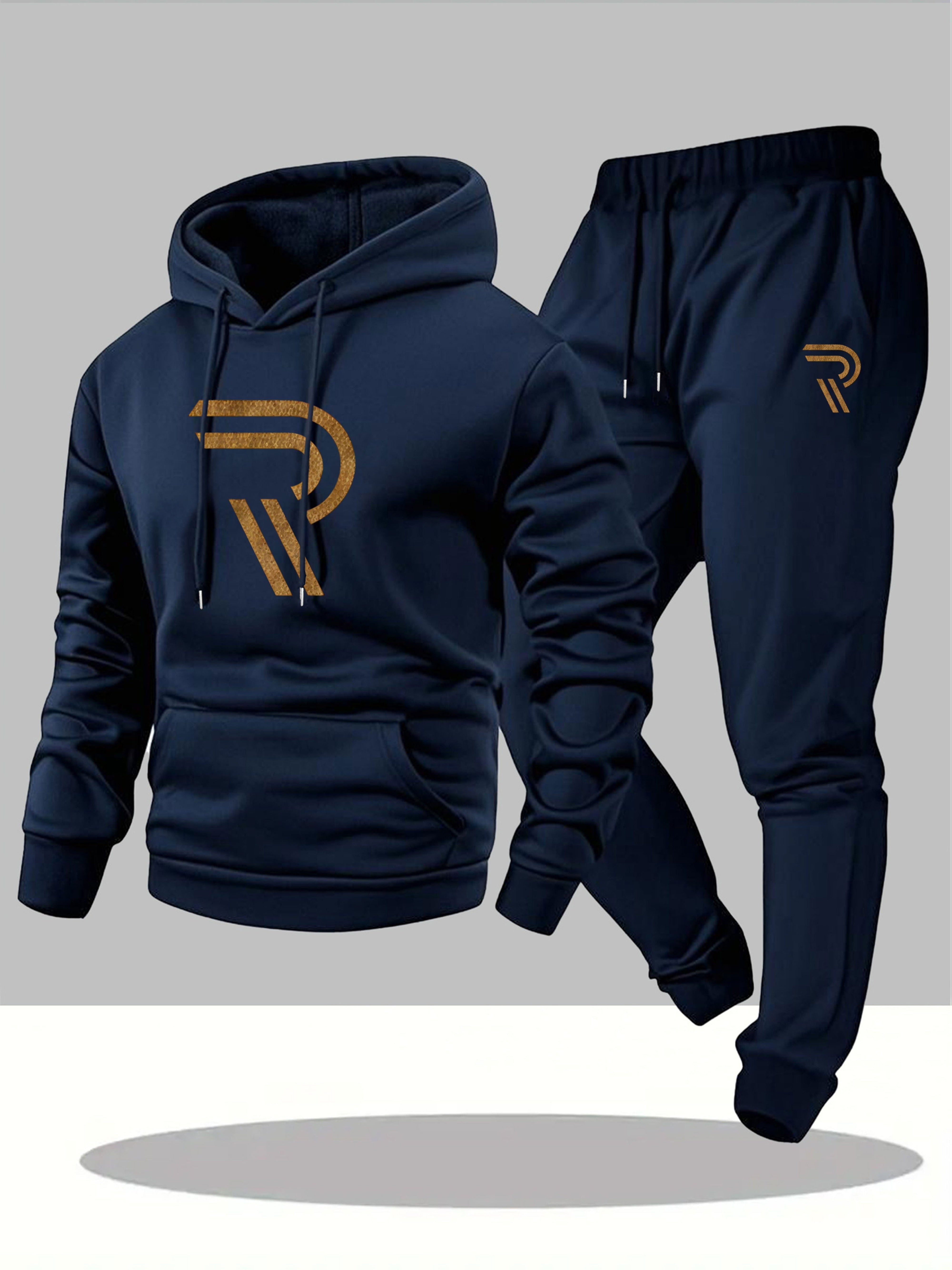 Knudsen | Sportieve hoodie en joggingbroek voor heren – “R”-logo, casual trainingspak, herfst/winter