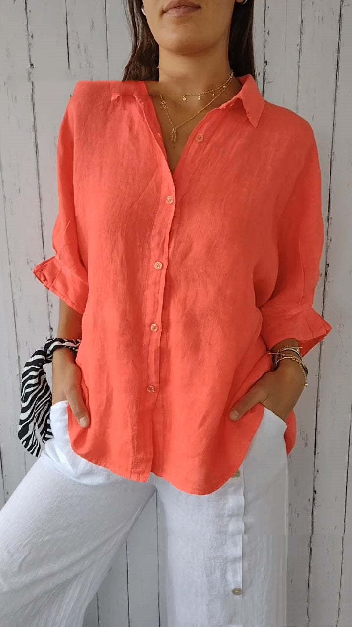 Halldora | Blouse met strikceintuur op de rug - Elegante top met lange mouwen