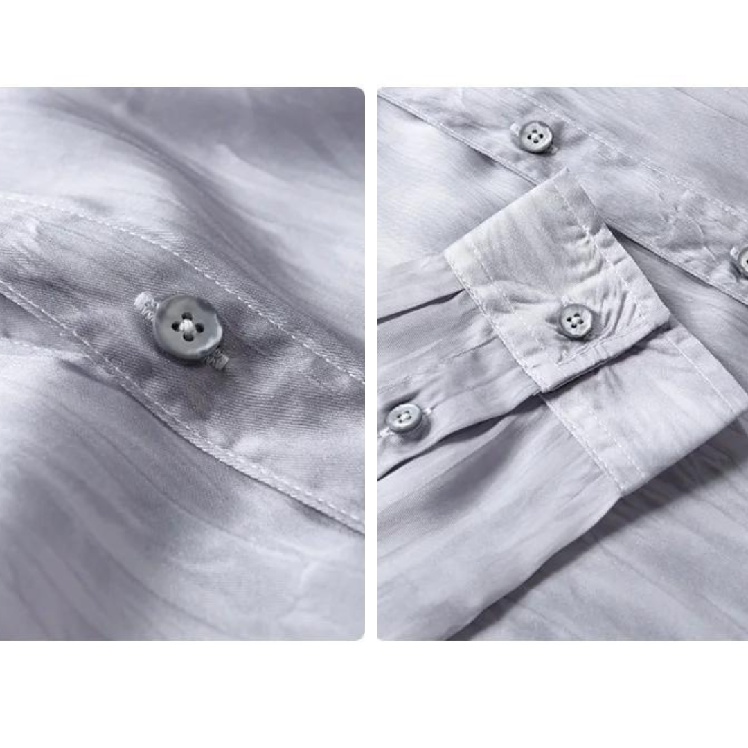 Barron | Knoopshirt met Tie-Dye lange mouwen voor heren - Vrijetijdshirt voor heren