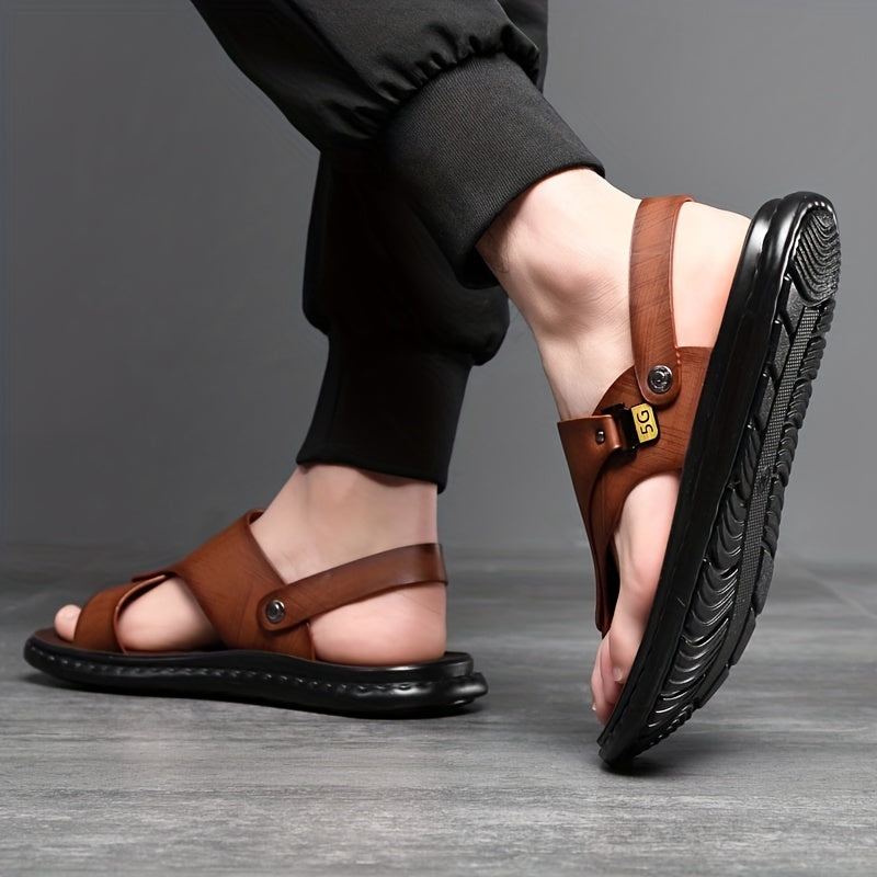 Xhavit | Heren sandalen van echt leer met teenlus hakband - comfortabel en casual