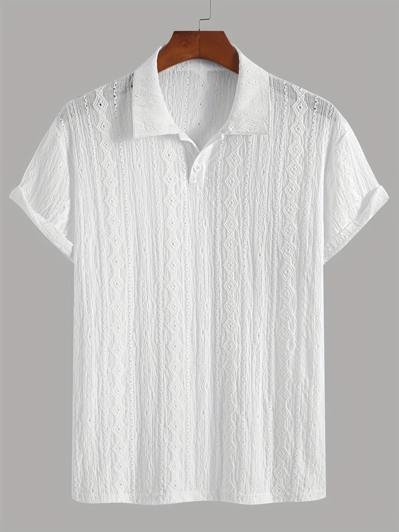 Volric | Gebreid heren poloshirt - Eyelet borduursel, ademende, korte mouw