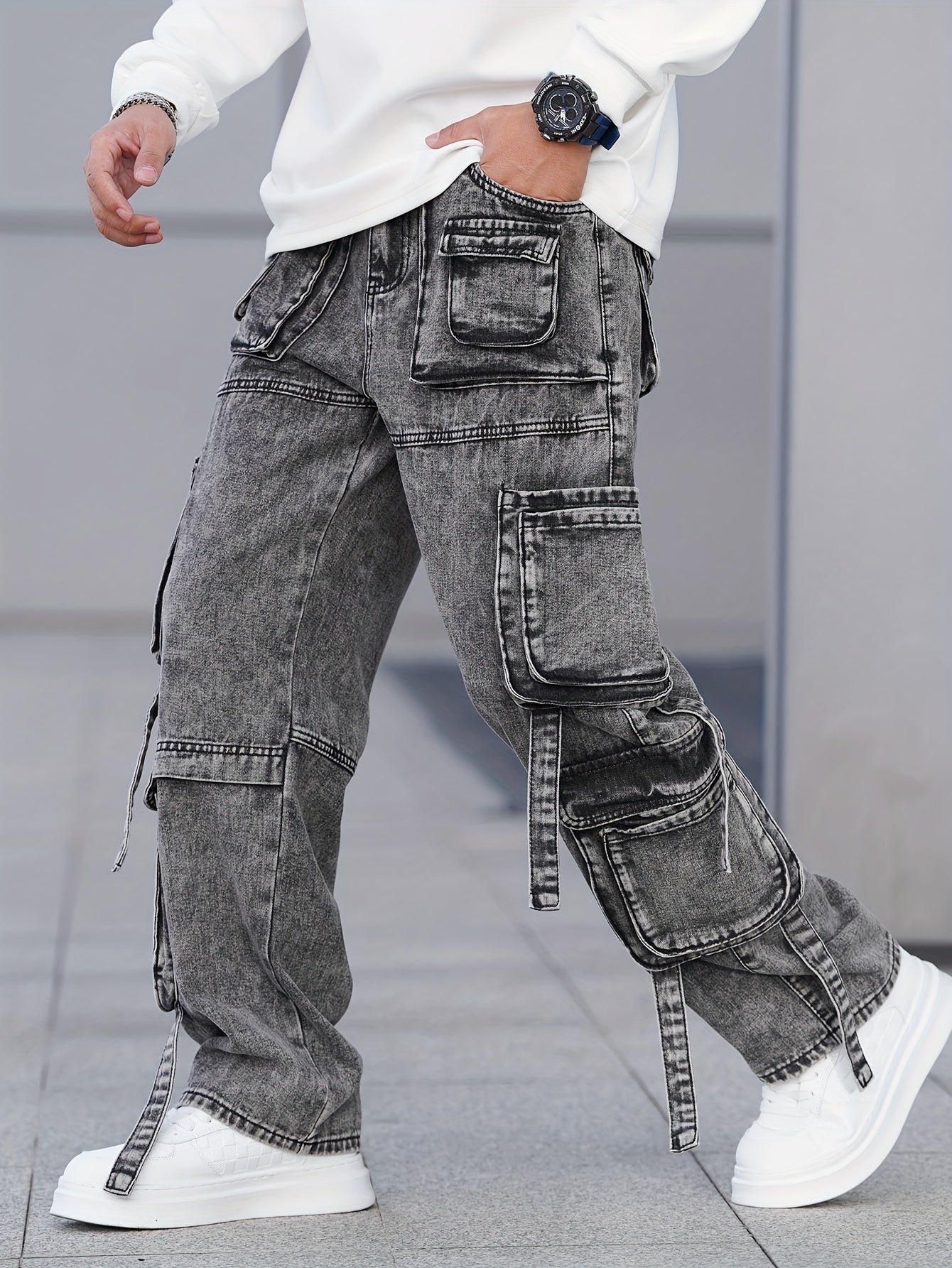 Willard | Casual herenbroek met wijde pijpen - niet-elastische denim met zakken
