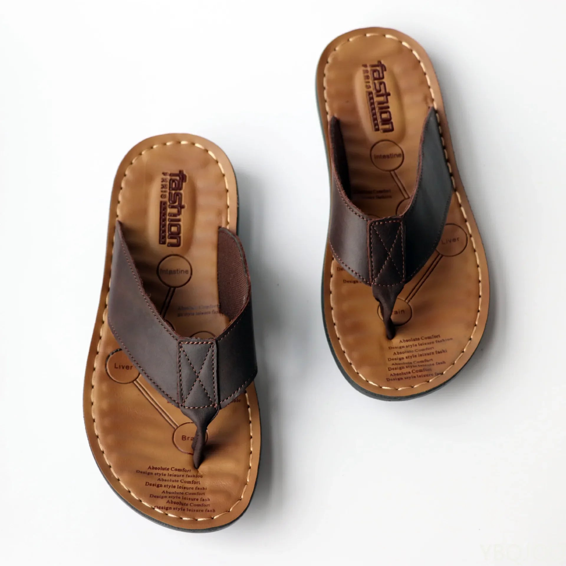 UrbanSlip | Leren herenslippers - open teen slippers, casual schoenen