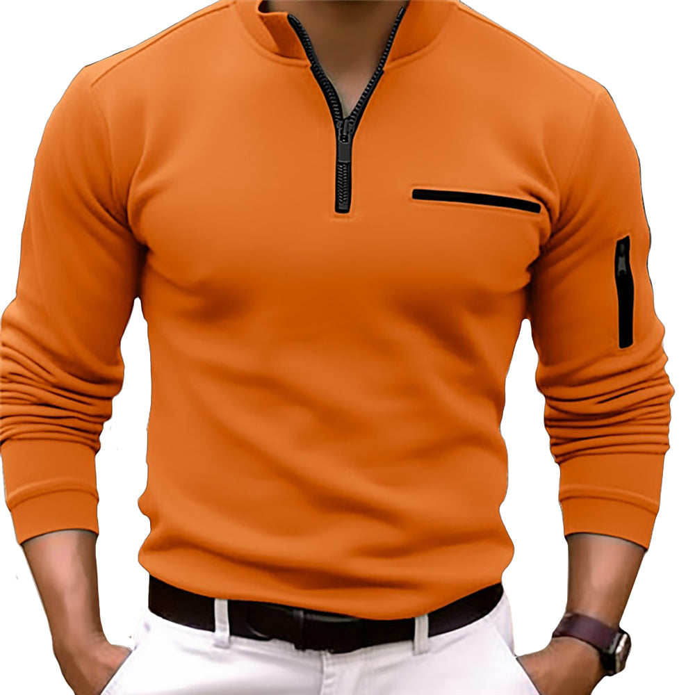 Sethan | Casual herenoverhemd met lange mouwen en ritskraag - Slim Fit, lichtgewicht, streetwearstijl