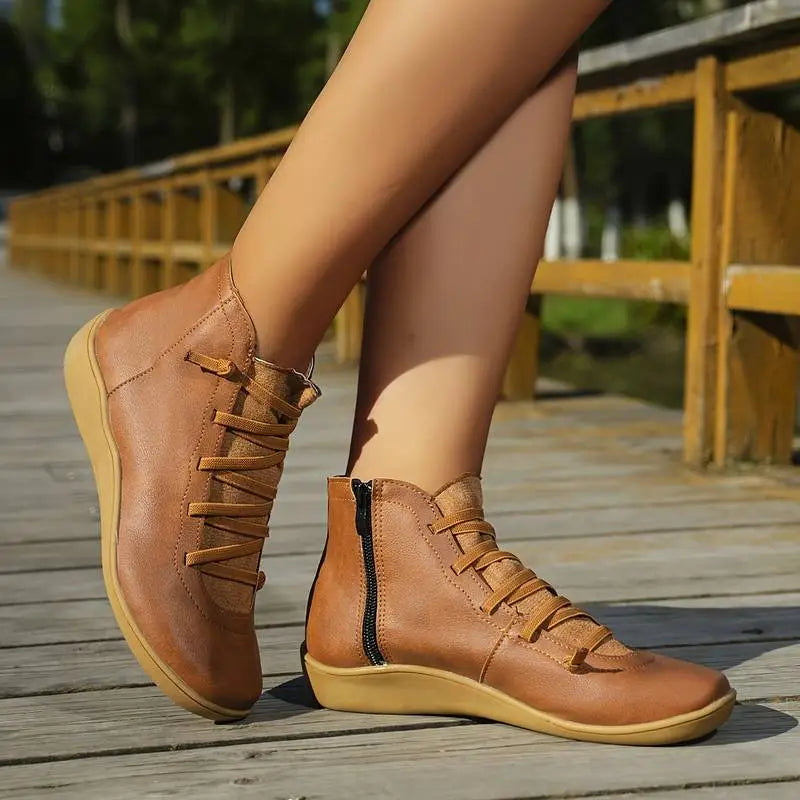 Velessa | Orthopedische lederen enkellaarzen voor dames - Premium comfort, voetplaatondersteuning