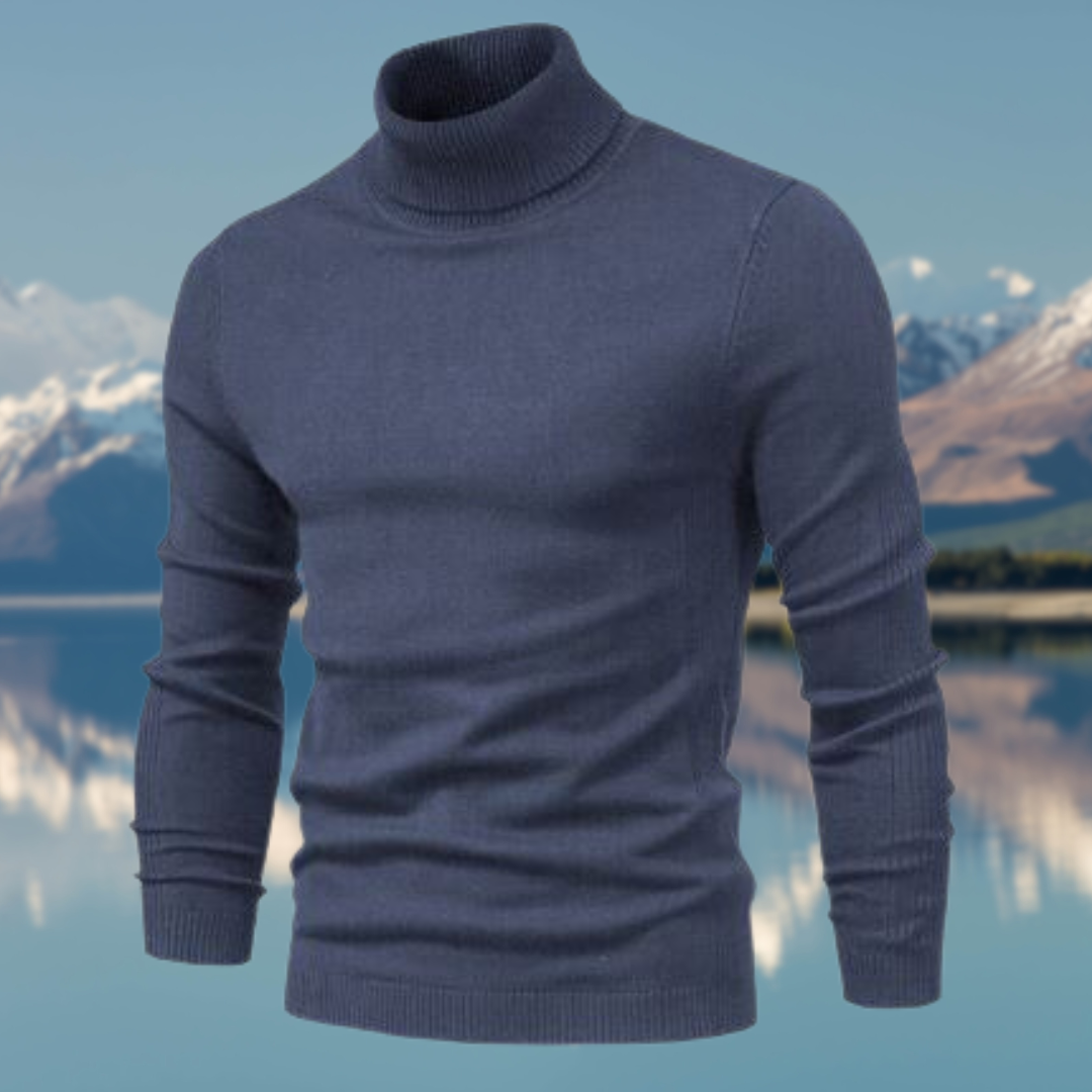 Bastiaan | Klassieke effen coltrui voor heren, gebreide trui met lange mouwen, casual wintertop