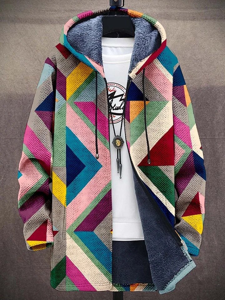 Fiorenzo | Kleurrijke abstracte jas met capuchon voor heren – Warme, lichtgewicht, casual bovenkleding