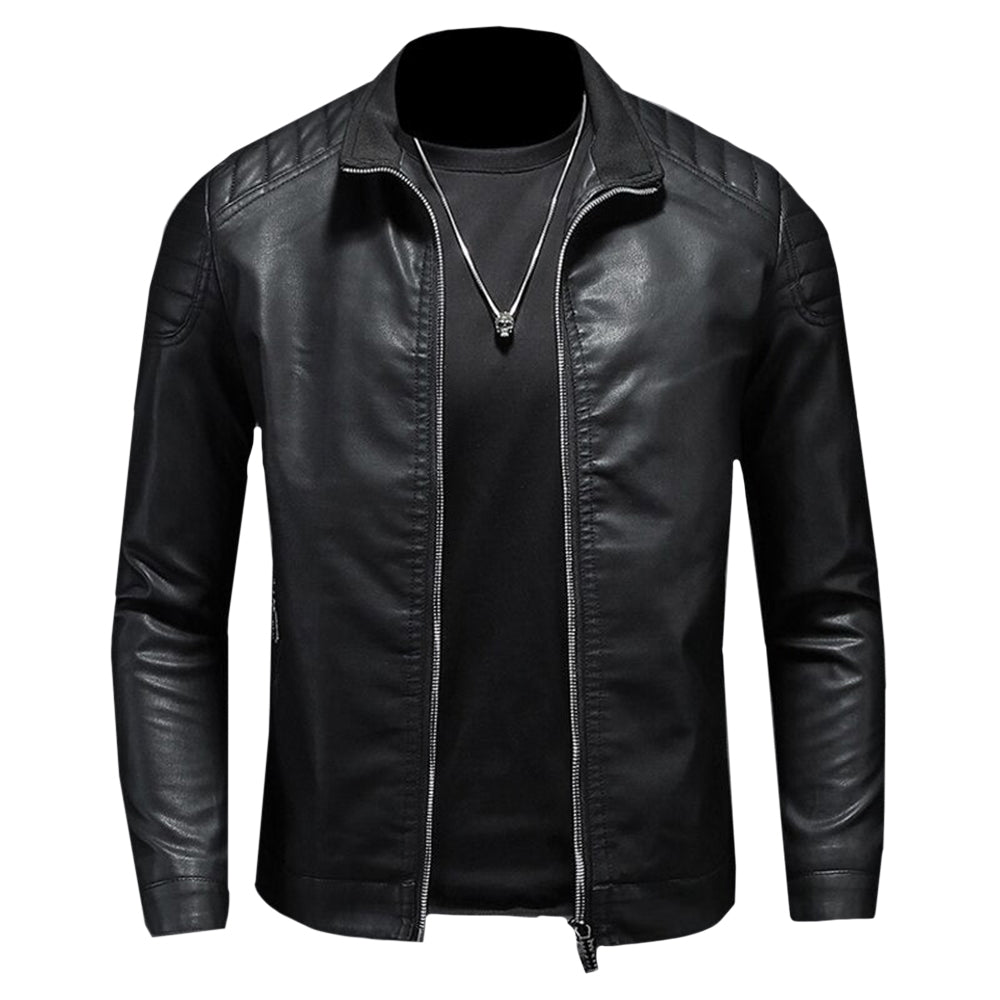 Nyvenor | Leren herenjas - Ritssluiting, staande kraag, Moto Biker stijl, slim fit bovenkleding