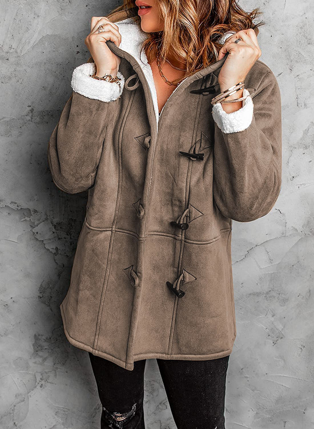 Jonina | Winterjas met capuchon – Warme fleecevoering, lange bovenkleding, casual en stijlvol