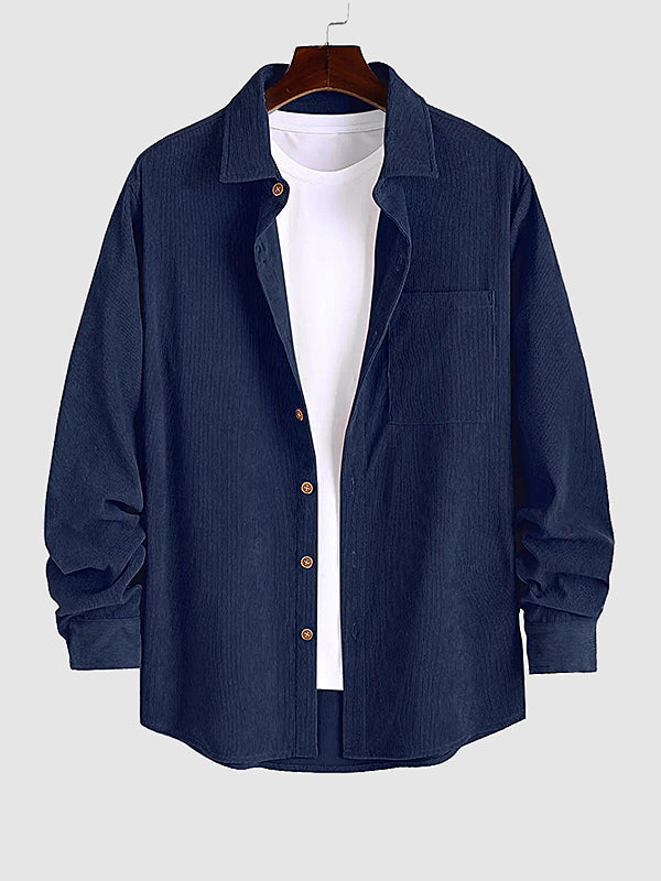 Elmar | Herenoverhemd met lange mouwen in getextureerd ribfluweel met knoopsluiting - Casual & Stijlvol