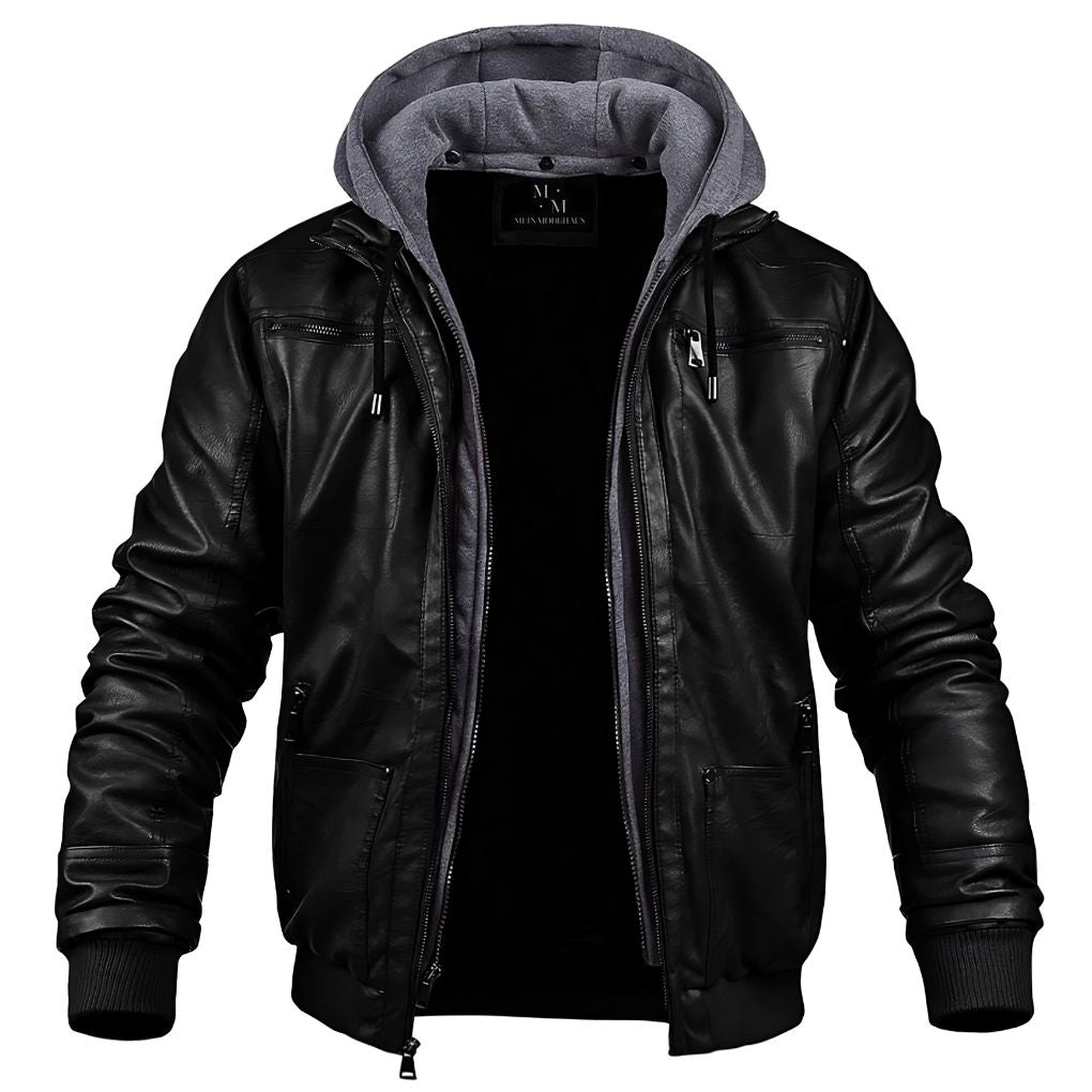 Orvar | Premium leren winterjas voor heren met capuchon, stijlvolle warme bovenkleding voor koud weer