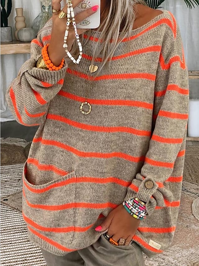 Sylareth | Gestreepte oversized trui - lange mouwen, casual herfst-winter outfit