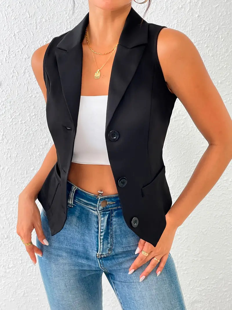 Ankica | Mouwloze Vestenblouse voor dames - Elegante Enkel-Geborste Getailleerde Waistcoat Top