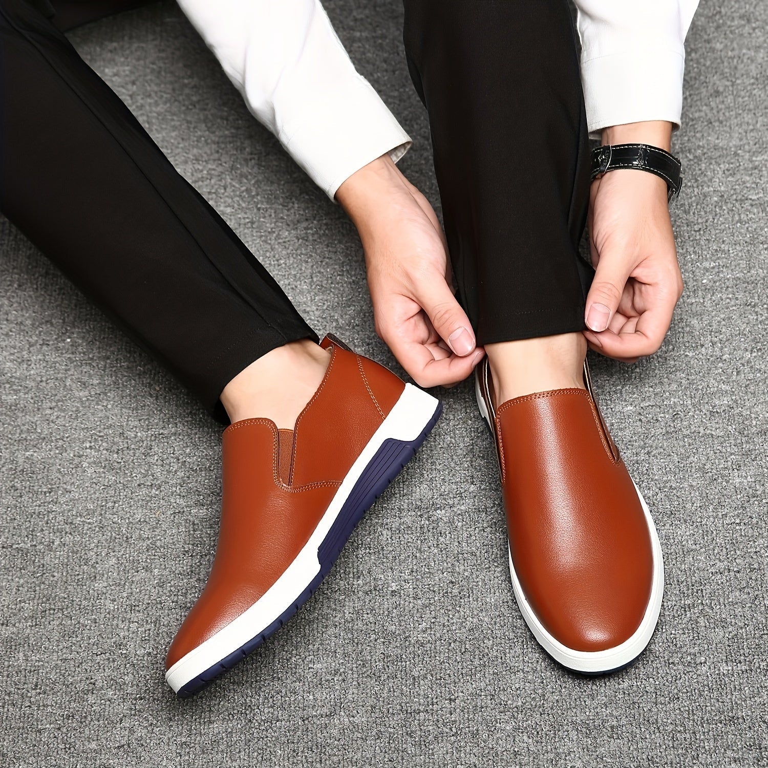 Winsor | Leren herenschoenen - Casual geklede schoenen, comfortabele zachte zool