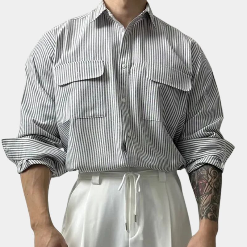 Carvin | Oversized herenoverhemd met krijtstreep – Casual en formeel overhemd met lange mouwen