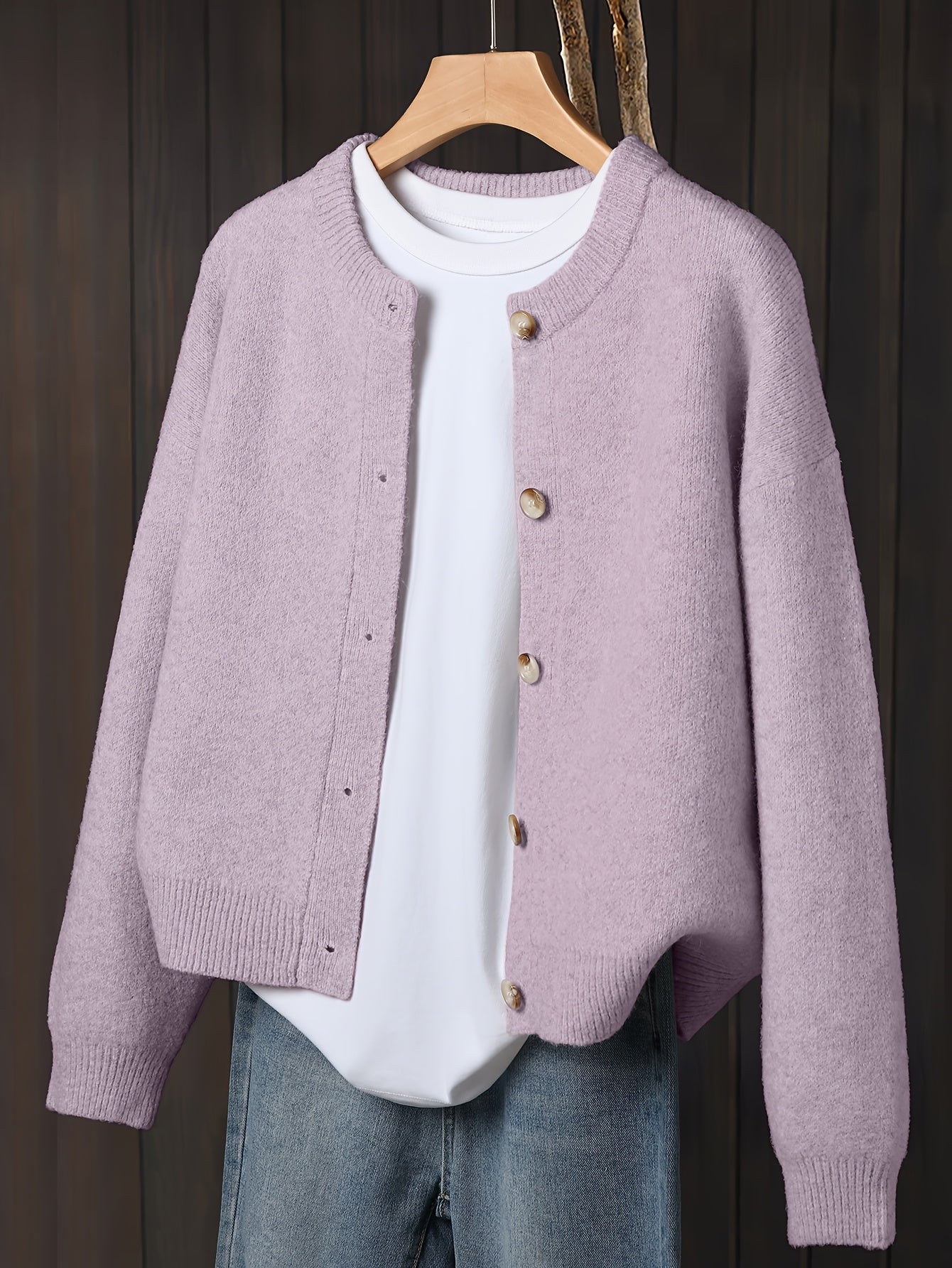 Myrrhith | Klassiek damesvest – Zachte trui met lange mouwen, Knoopsluiting, Comfortabele herfst-/winterlaag