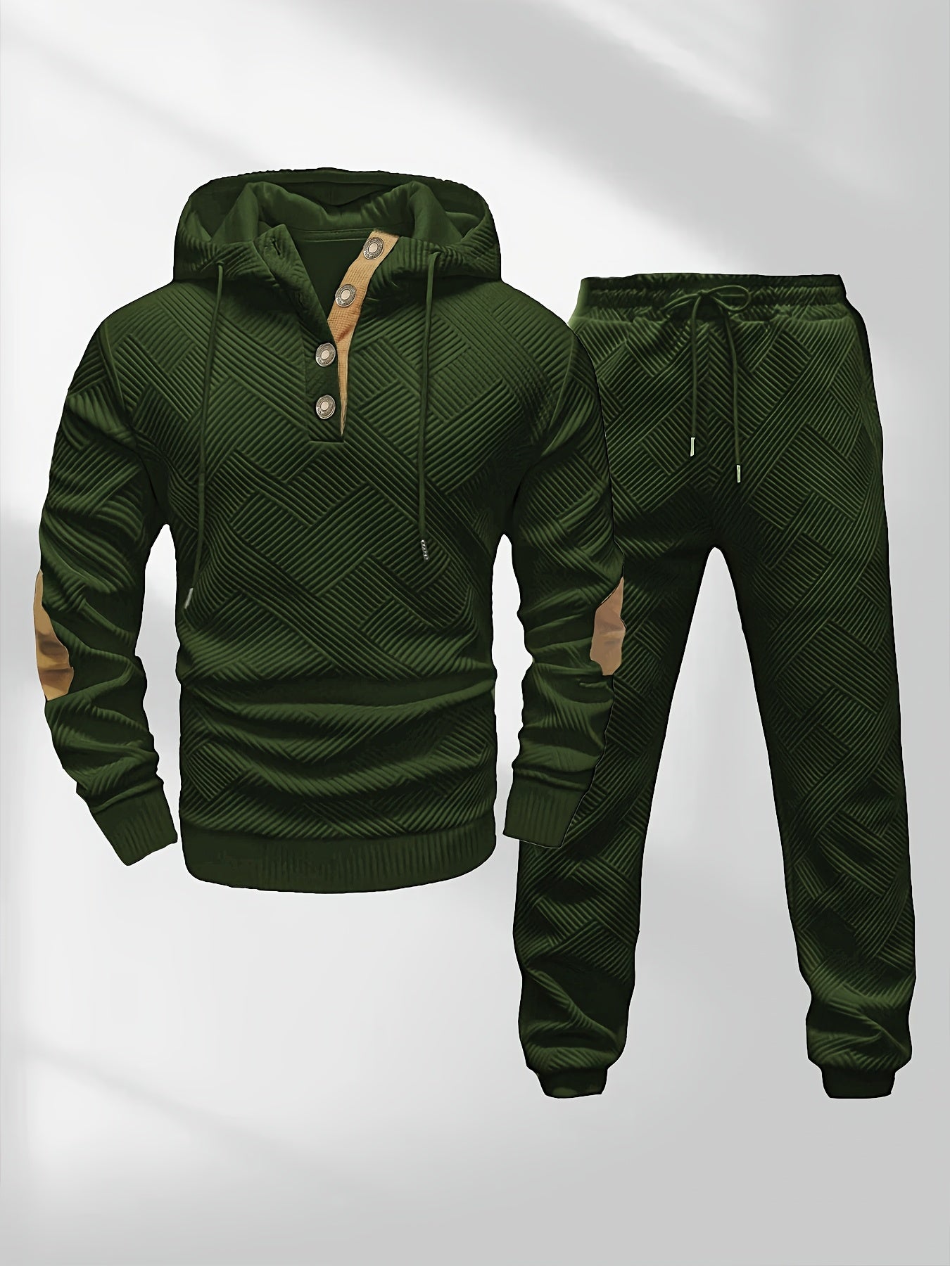 Petrus | Casual 2-delige gebreide jacquard hoodie en broek voor heren – Comfortabele modieuze sweatshirt en joggingpak