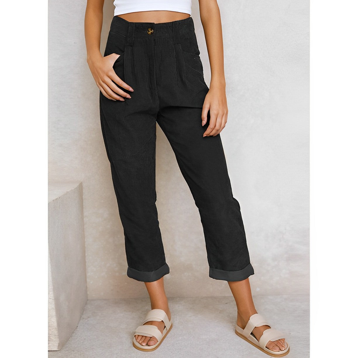 Marguerite | Corduroy broek met hoge taille voor dames - Vintage & comfortabele broek