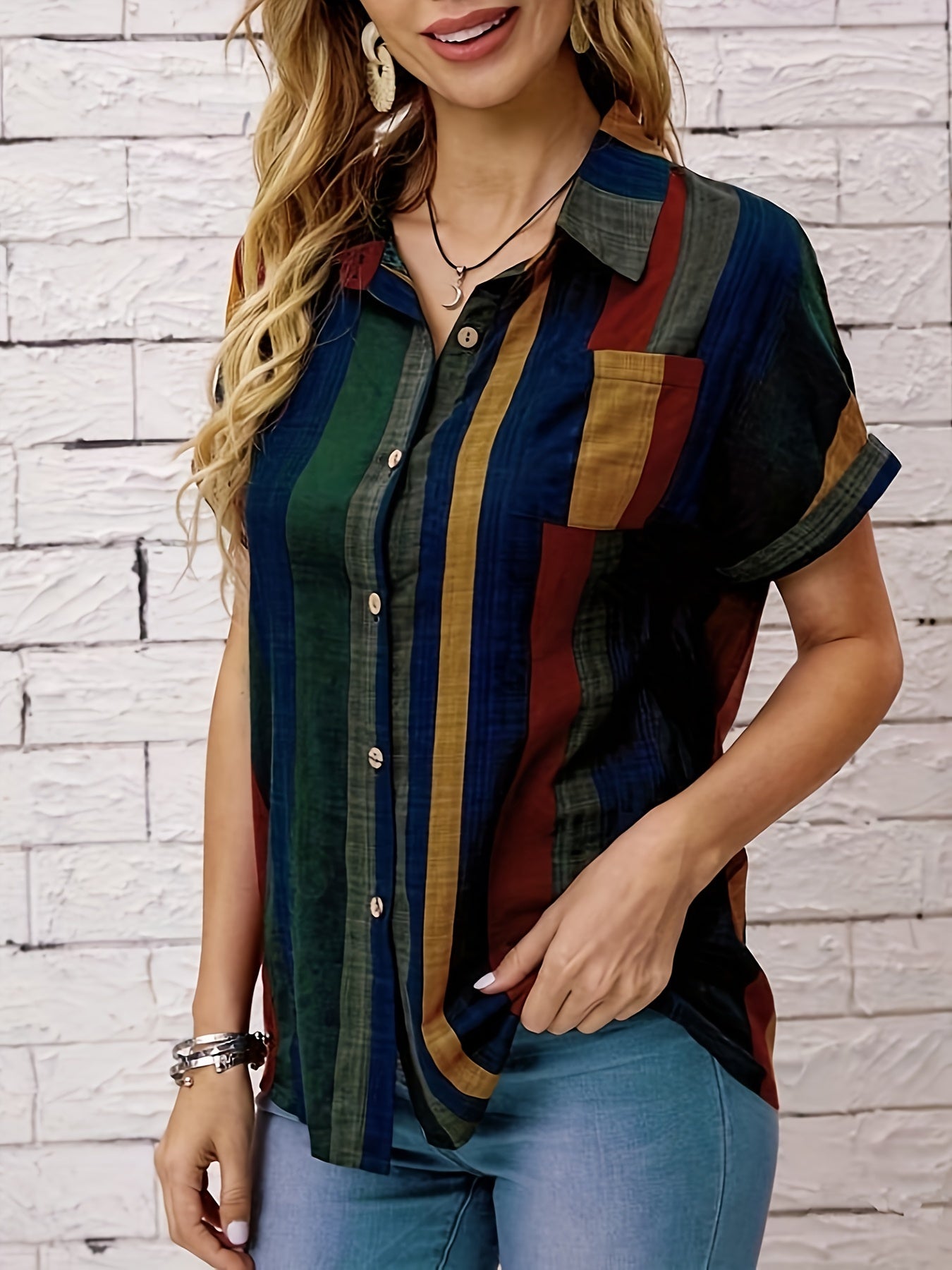 Rozmira | Gestreept vrouwenshirt met korte mouwen - Casual Blouse, Lichtgewicht Zomer Top