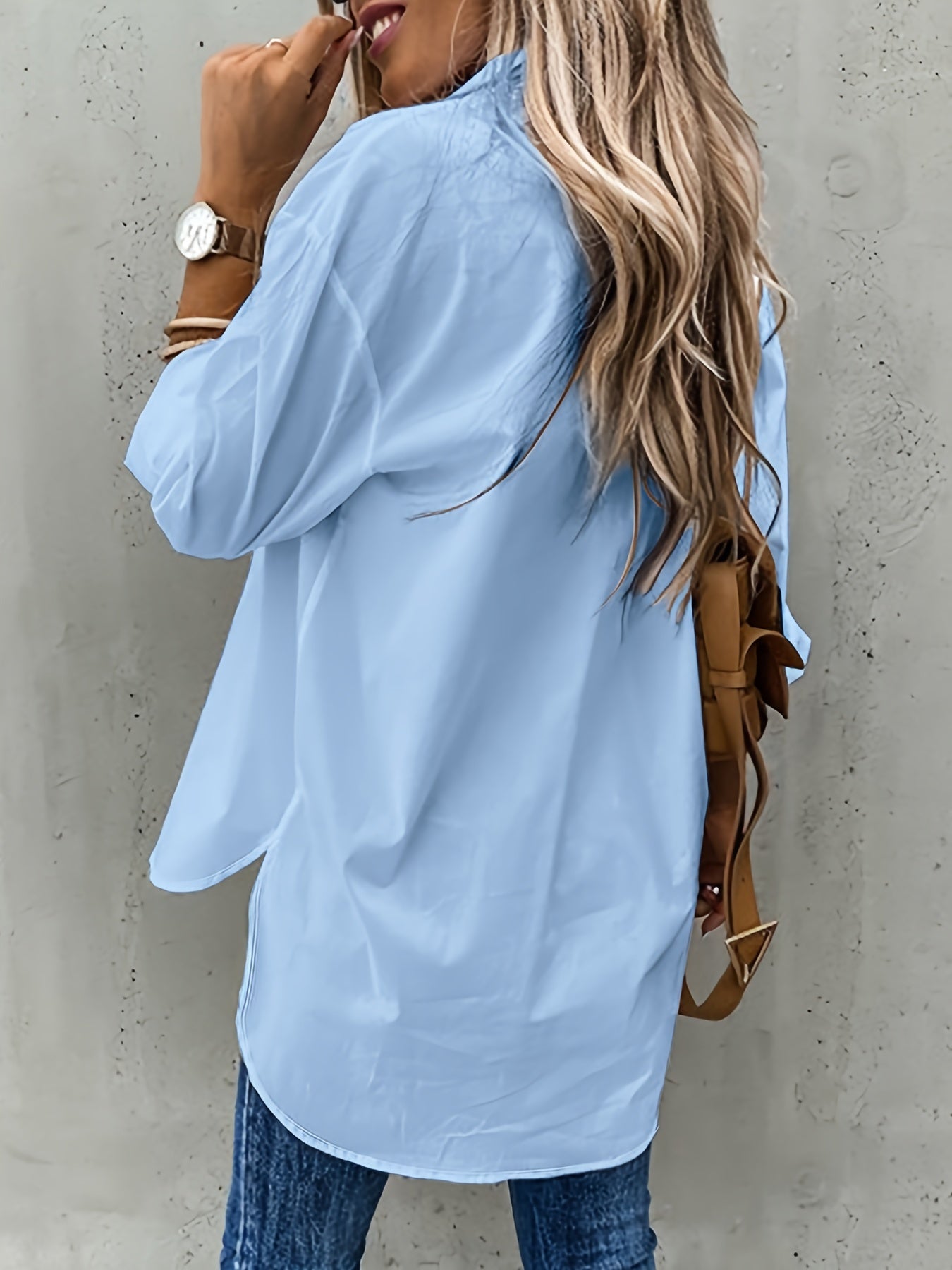 Kariel | Knoopjurk Blouse - Lange Mouwen, Kraag, Effen Werkshirt voor Kantoor & Casual Outfits