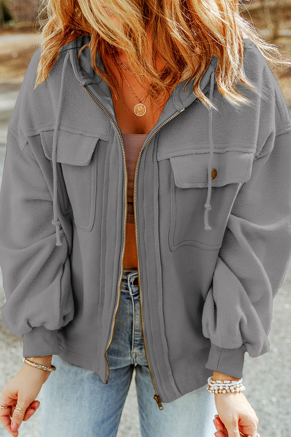 Ulirra | Damesjas met koord en oversized ritssluiting - Casual Streetwear-jas