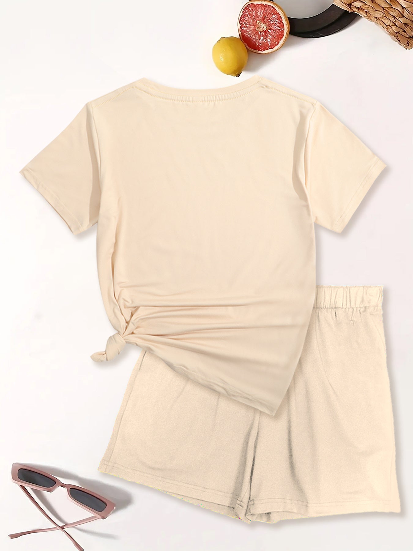 Delora | Dames 2-delige set met grafische print - T-shirt met korte mouwen & koordshort