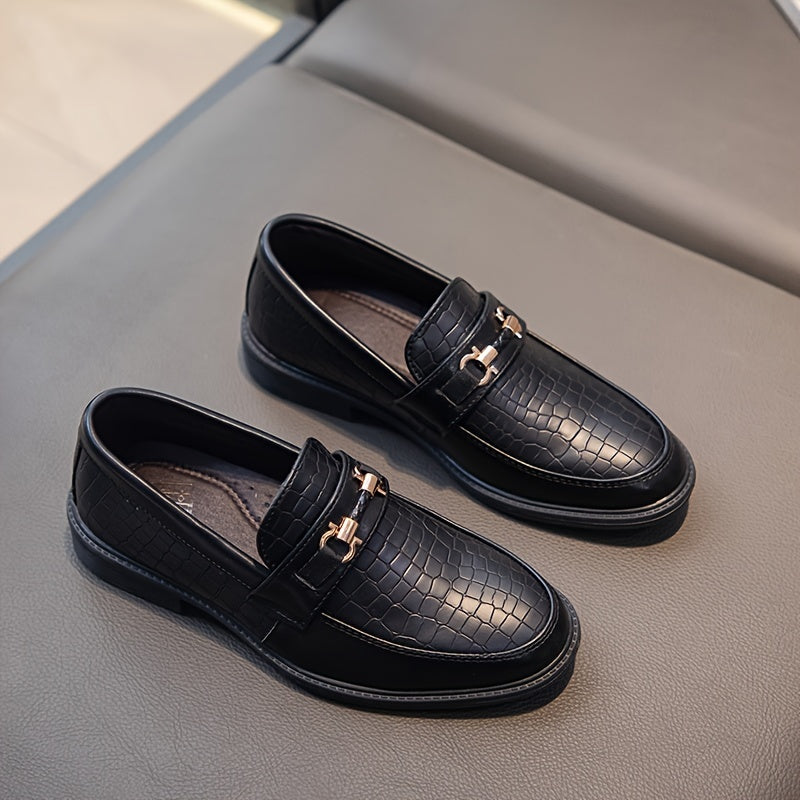 BreezLoaf | Heren Slip-On Loafers - Vintage zakelijke geklede schoenen met metalen gesp