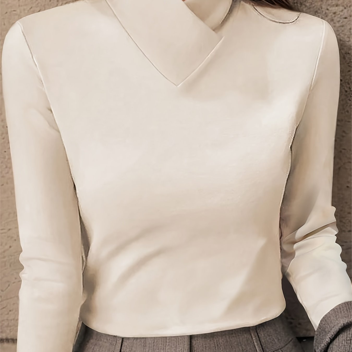 Vesira | Dames shirt met hoge hals en lange mouwen – Warme casual trui voor herfst en winter