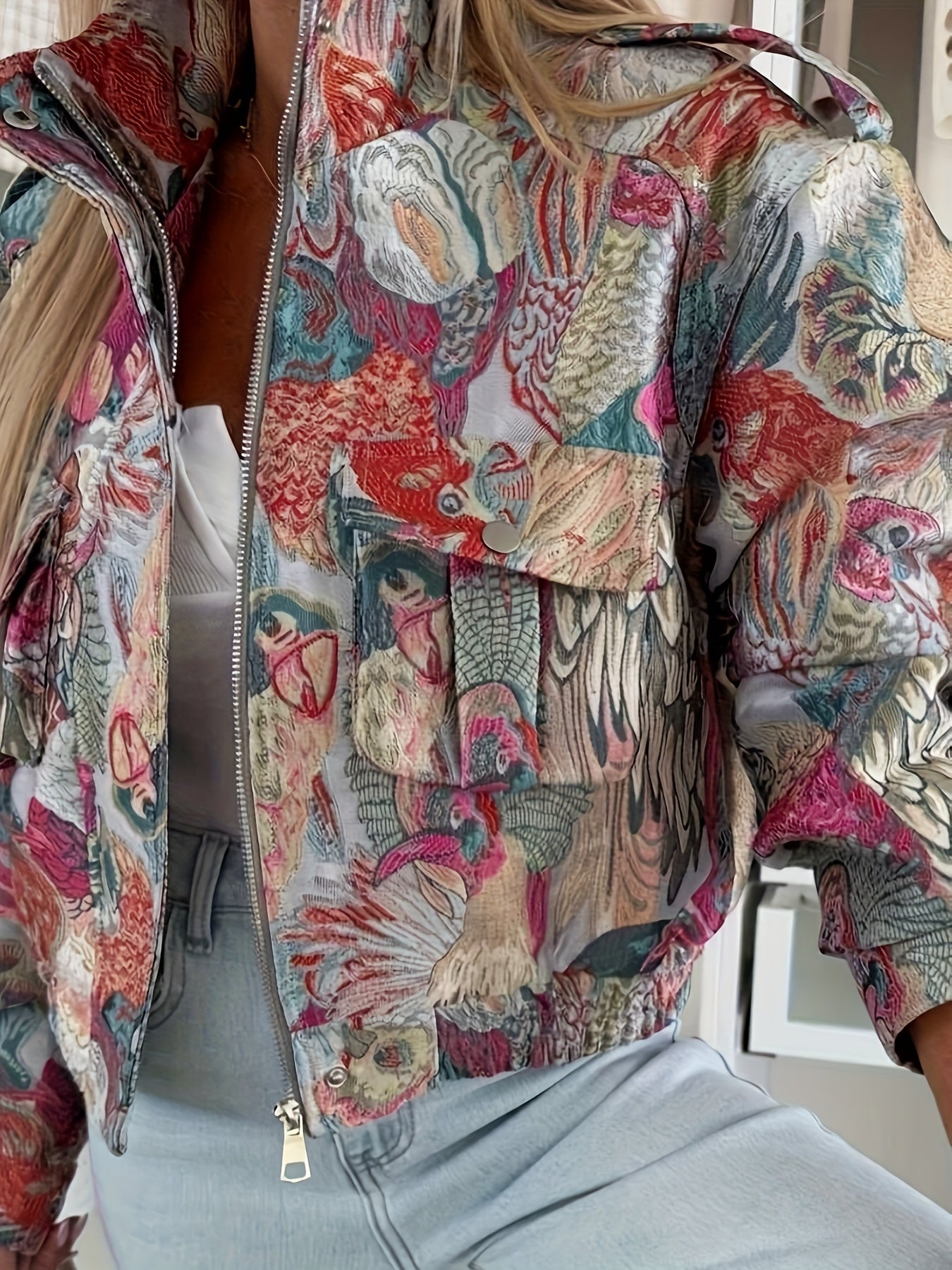 Malva | Geborduurd bloemenjasje voor dames – Elegante, hoogwaardige lente- en herfstjas met kraag