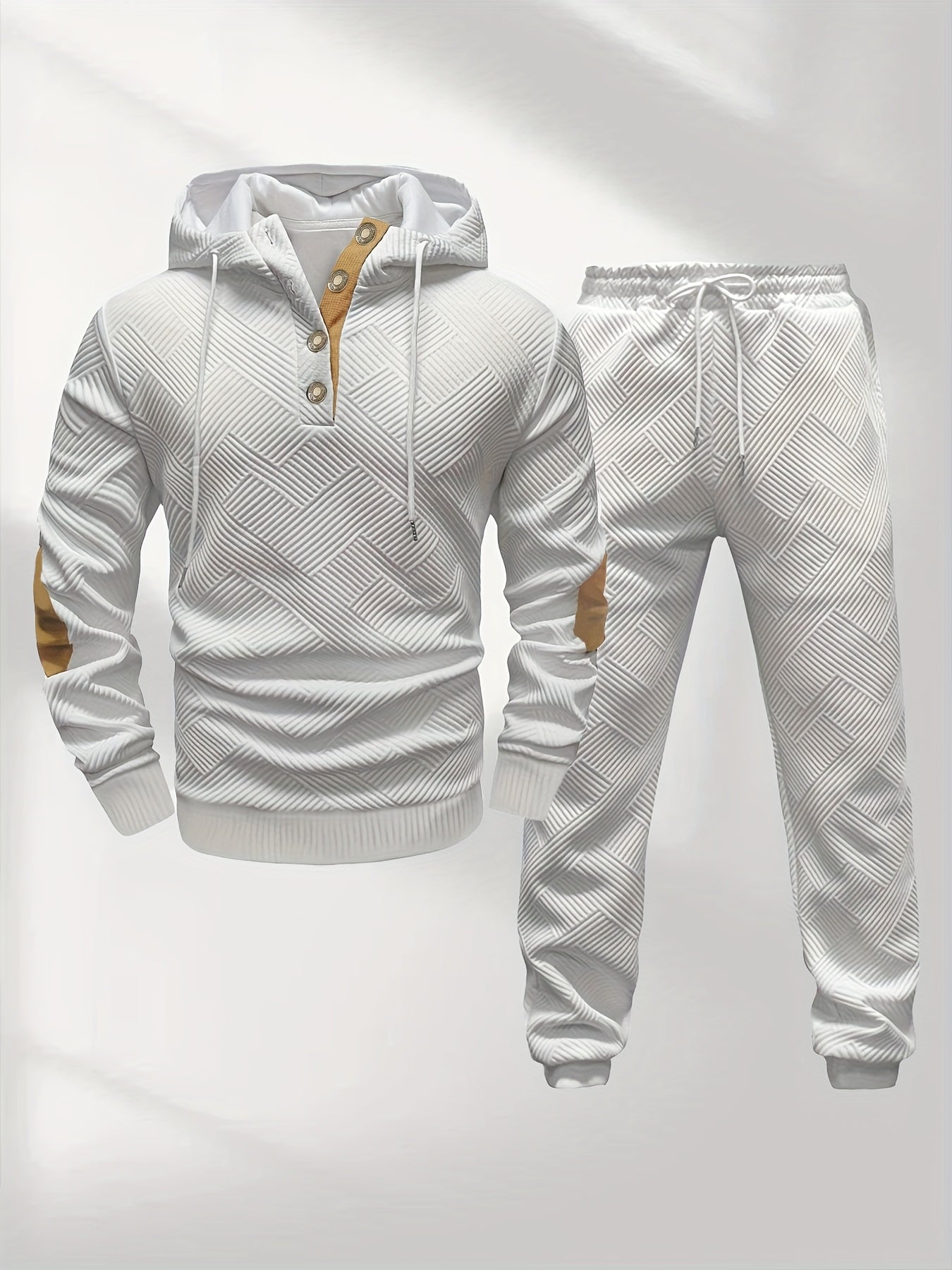 Petrus | Casual 2-delige gebreide jacquard hoodie en broek voor heren – Comfortabele modieuze sweatshirt en joggingpak