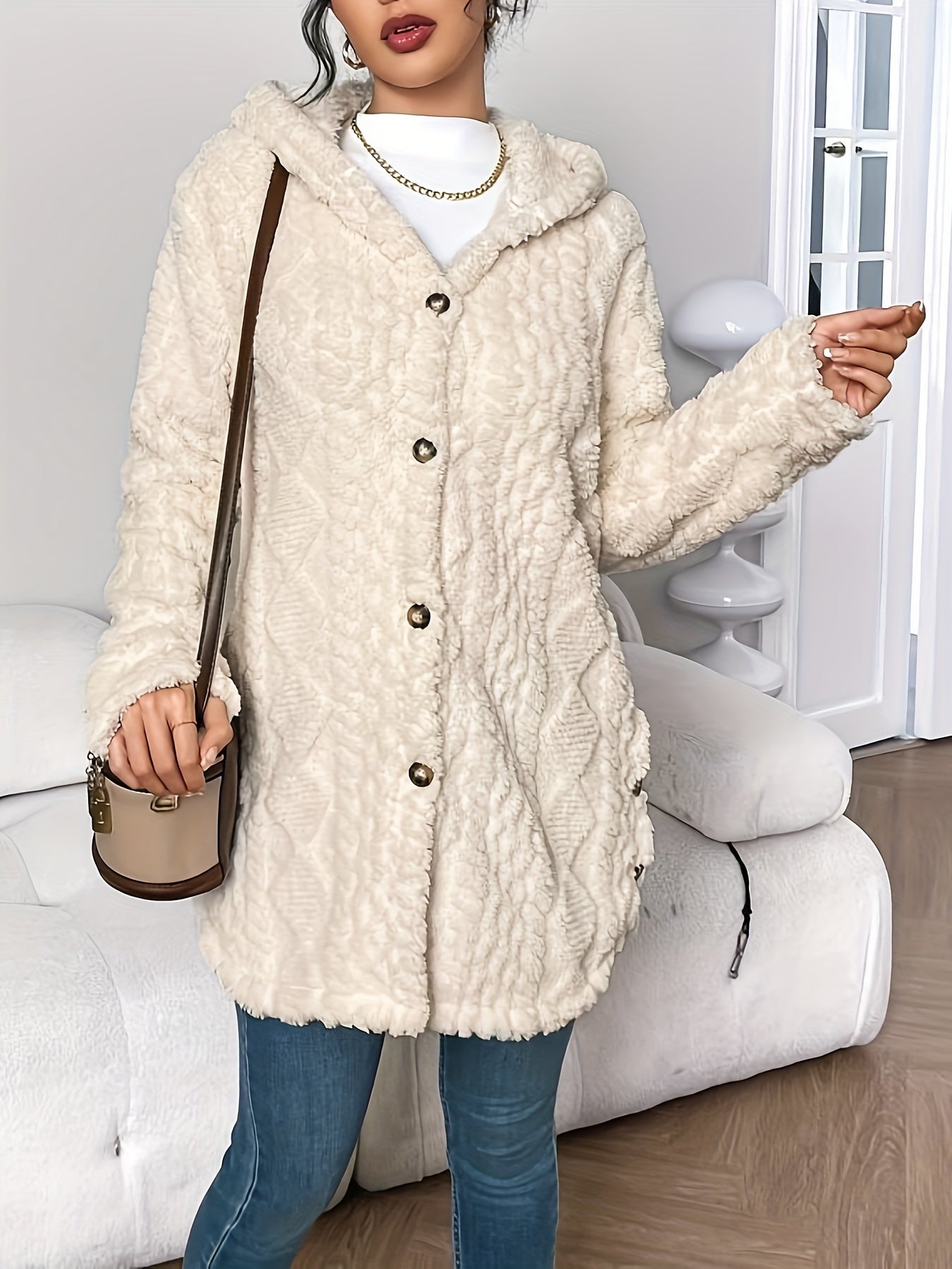 Palithra | Dames Fluffy Lang Capuchonvest – Losse Pasvorm, Zachte Nepbont voor Herfst & Winter