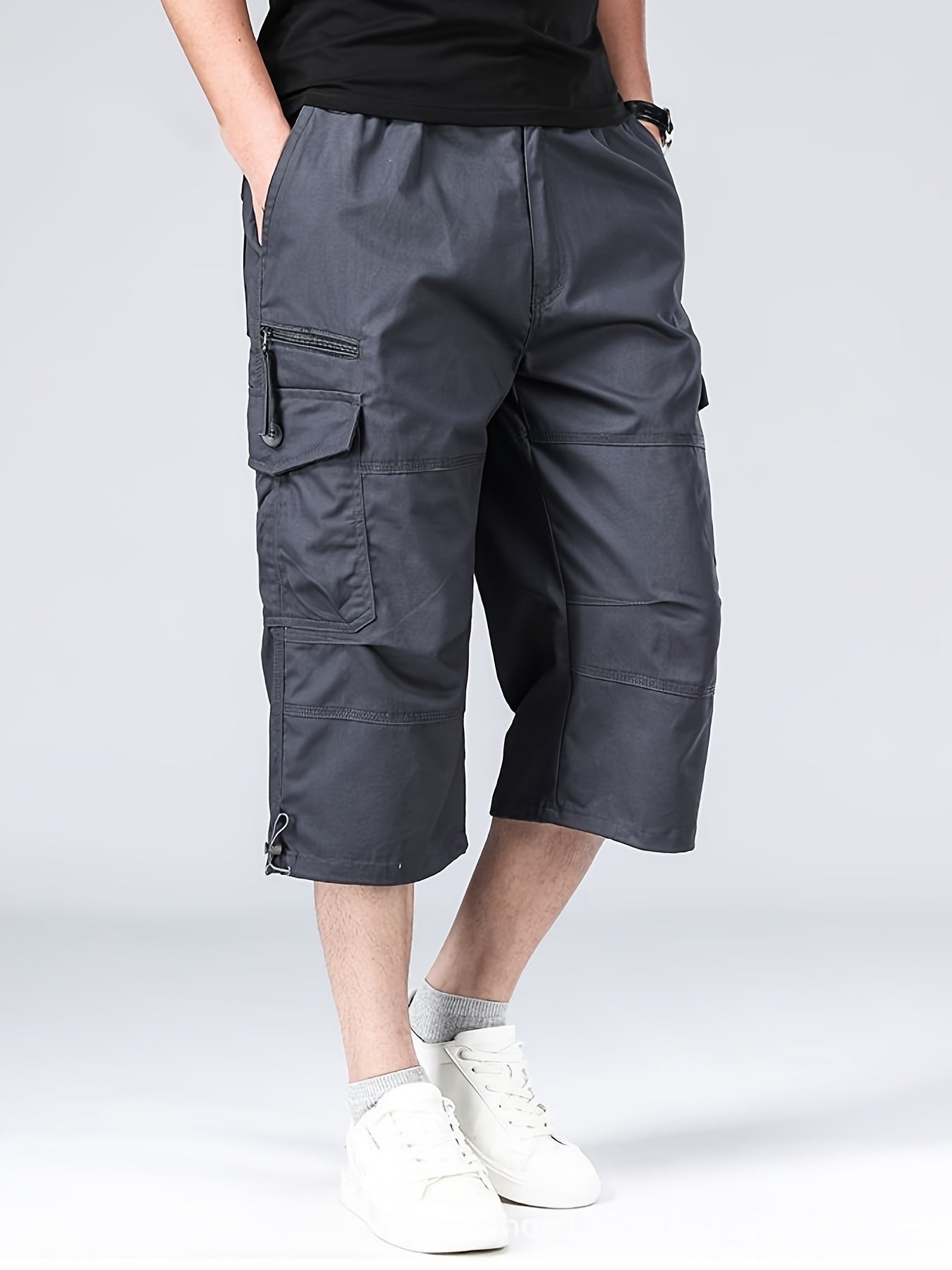 Zachaios | 3/4 Heren Retro Katoenen Cargo Shorts - Niet-rekbaar, Meerdere Zakken