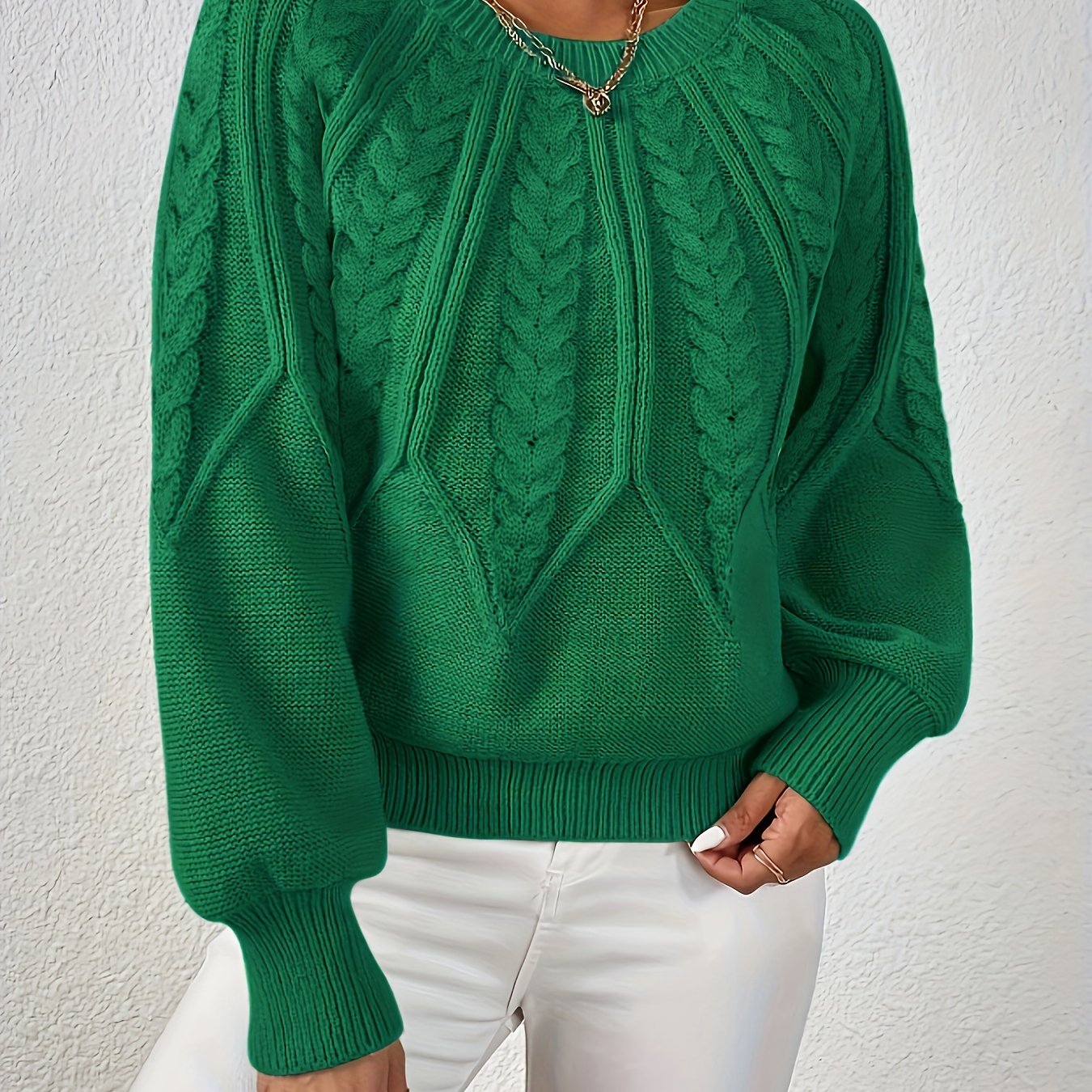 Kalyth | Dames Kabelgebreide Trui met Lantaarnmouwen – Elegante Gebreide Top voor Herfst en Winter