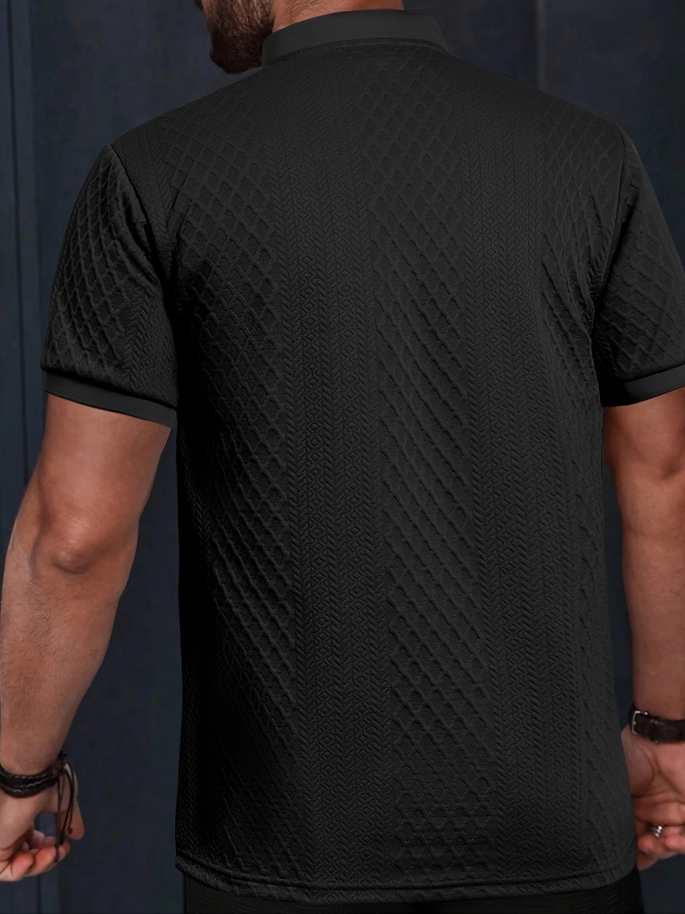 Damjan | Heren Casual Business Henley Poloshirt - Jacquard Kraag T-shirt