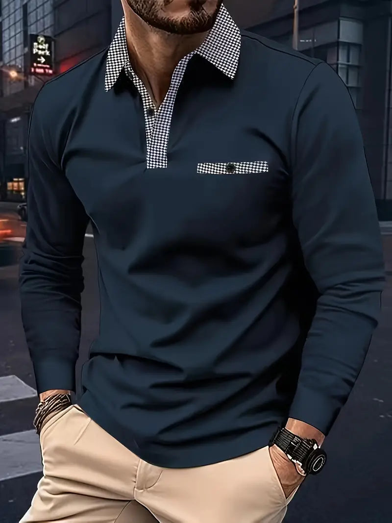 Cassiel | Heren poloshirt met lange mouwen – Klassiek casual herenshirt, comfortabel en ademend