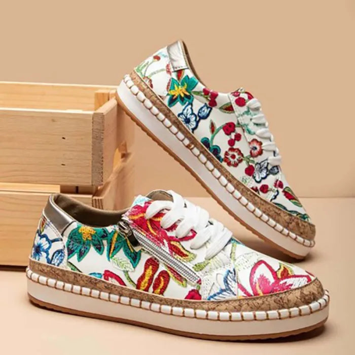 PetalWalk | Geborduurde Canvas Sneakers voor dames - Casual Modeschoenen voor de zomer