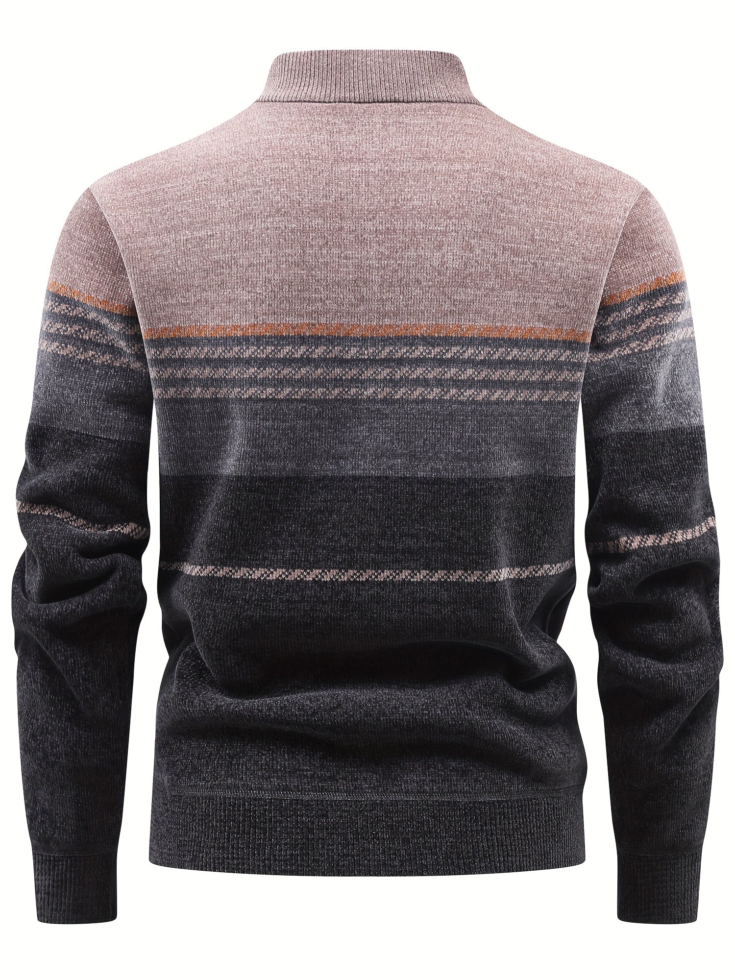 Valter | Heren sweater met fleecevoering en ritssluiting – Warme pullover met kleurblokken en strepen