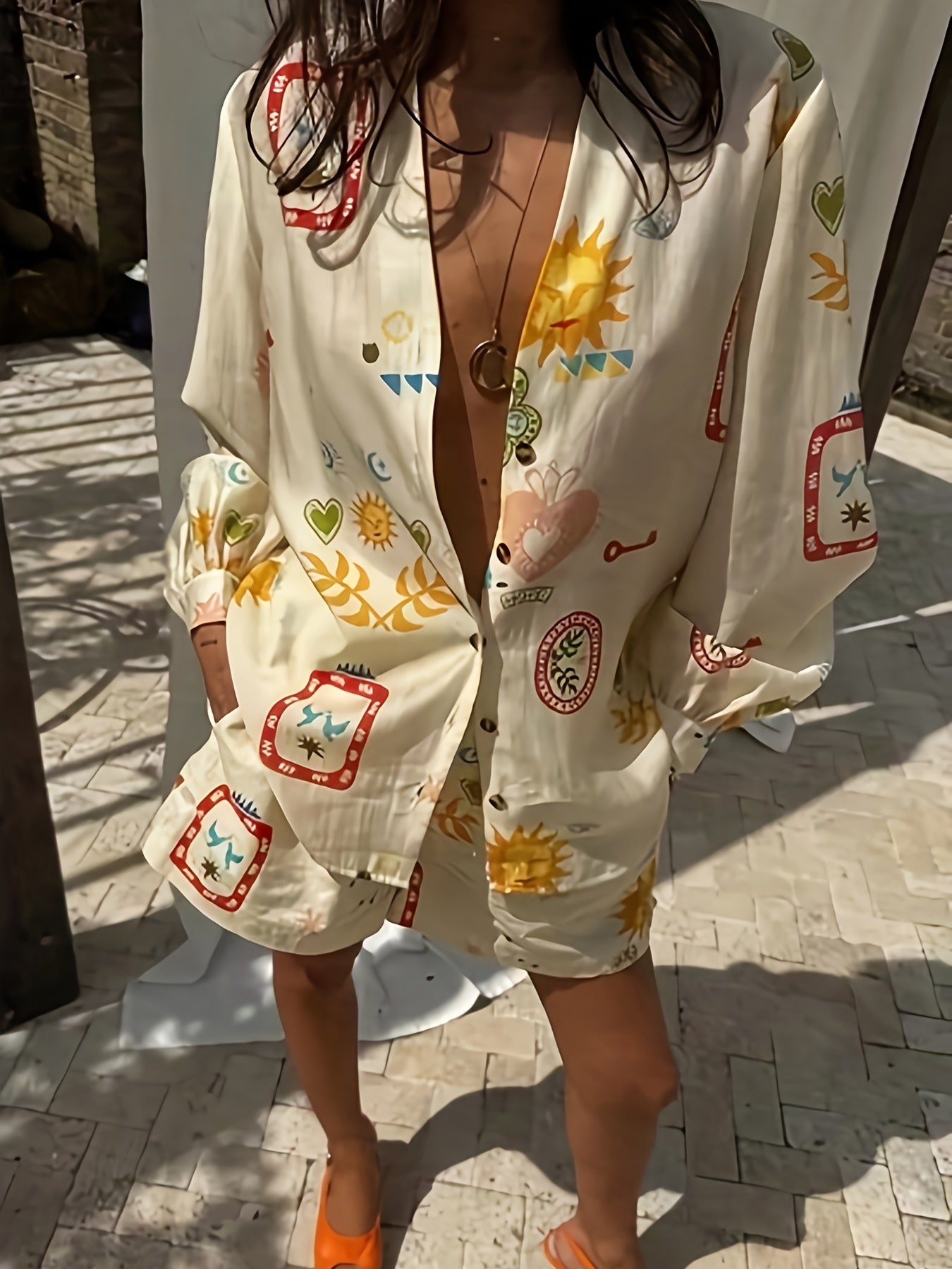 Vireth | 2-Delig Minimalistisch Shirt & Shorts Set - Lange Mouw Top + Shorts