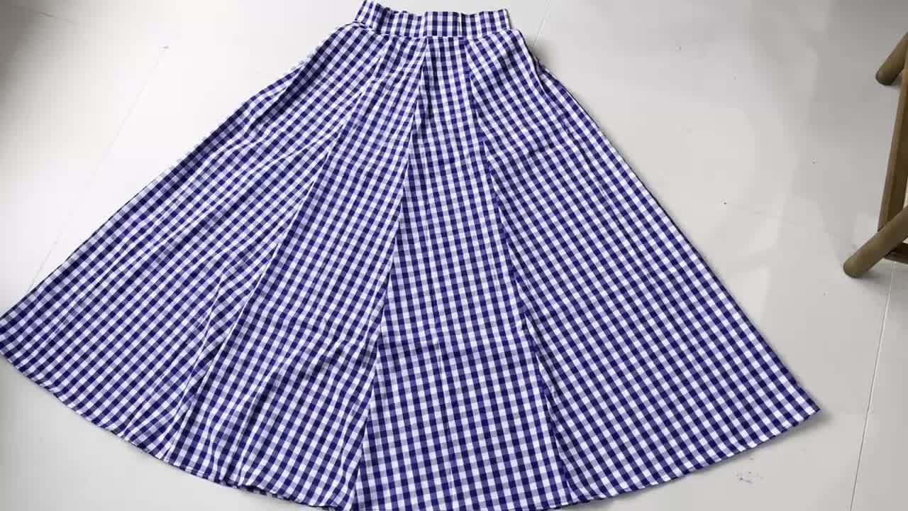 Mirthea | Gingham midirok voor dames - hoge taille, vloeiende A-lijn, elegant en lichtgewicht