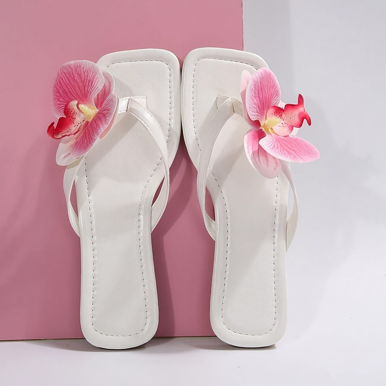 Yumea | Damesslippers met orchidee bloemen - Lichtgewicht zomerslippers