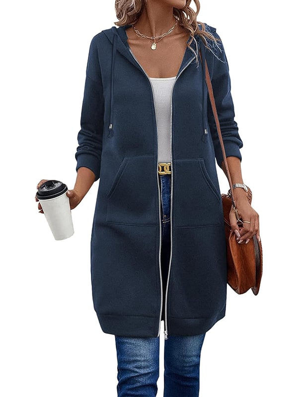 Nicolina | Lange damesjas met capuchon en ritssluiting – Warme, lichtgewicht, casual bovenkleding