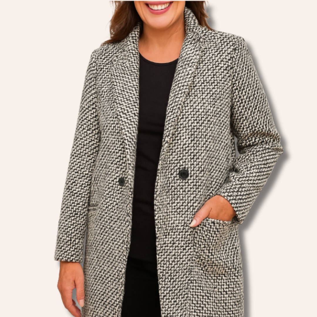 Katarzyna | Elegante gebreide lange jas voor dames – Warm, zachte wolmix, casual en formele bovenkleding