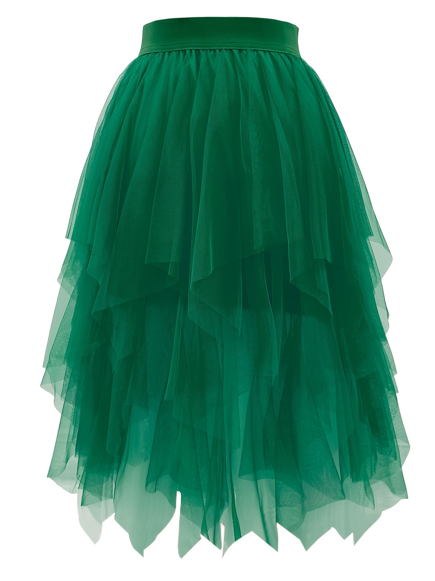 Viorica | Elegante damesrok in tule - gelaagd mesh, asymmetrische zoom, vloeiende midirok