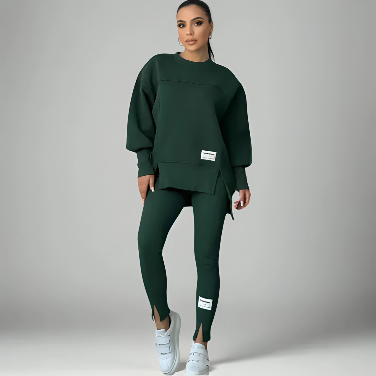 Ysotta | 2-delige set voor dames – trui met onregelmatige zoom en bijpassende legging, casual loungewear