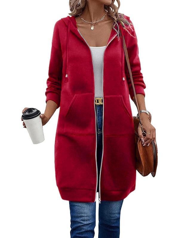 Nicolina | Lange damesjas met capuchon en ritssluiting – Warme, lichtgewicht, casual bovenkleding