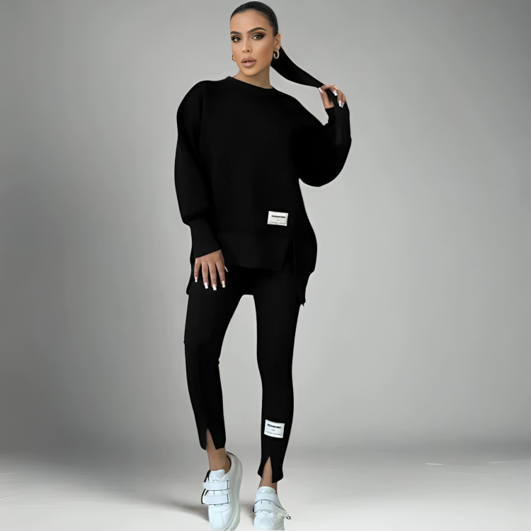 Ysotta | 2-delige set voor dames – trui met onregelmatige zoom en bijpassende legging, casual loungewear