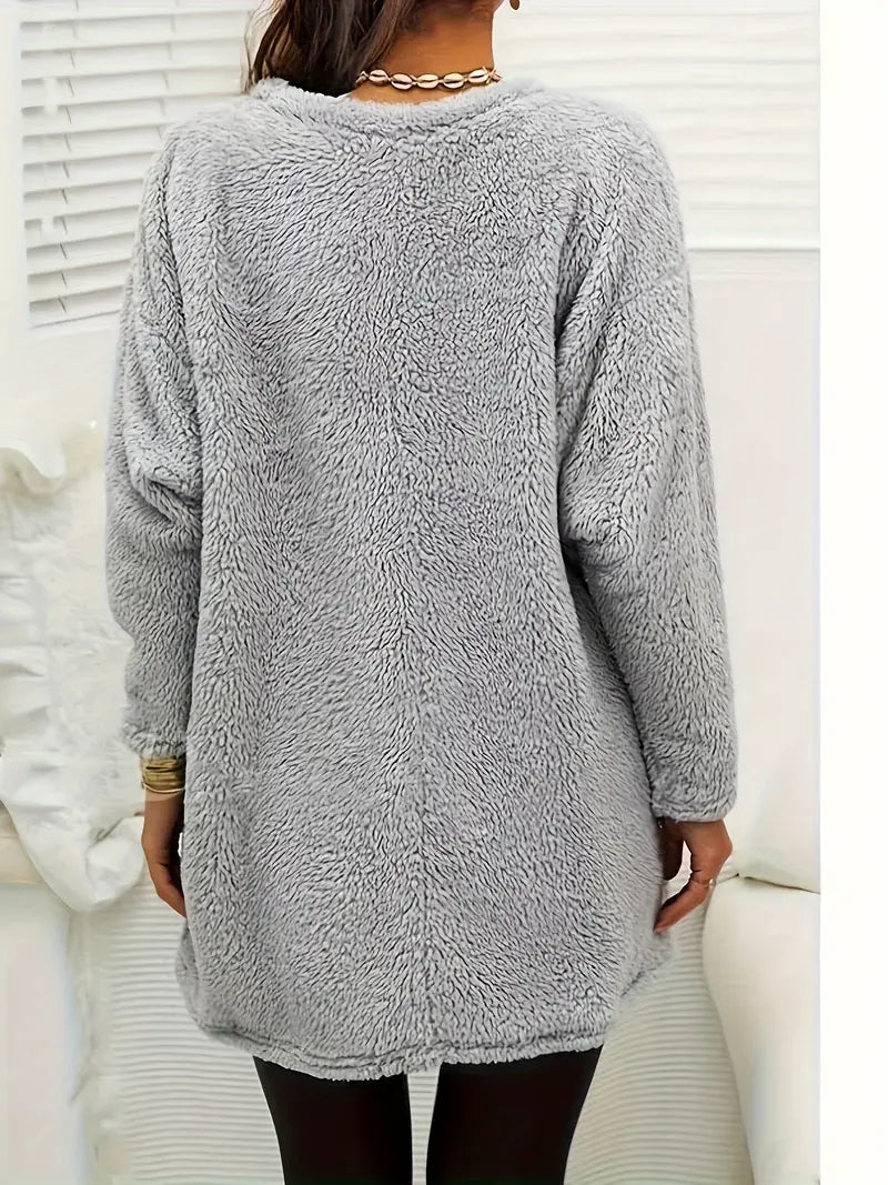 Gevina | Kleurrijk fleece sweatshirt met hartjes en zakken – Comfortabele wintertrui, zachte casual top