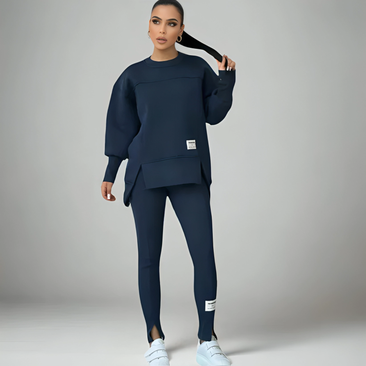 Ysotta | 2-delige set voor dames – trui met onregelmatige zoom en bijpassende legging, casual loungewear