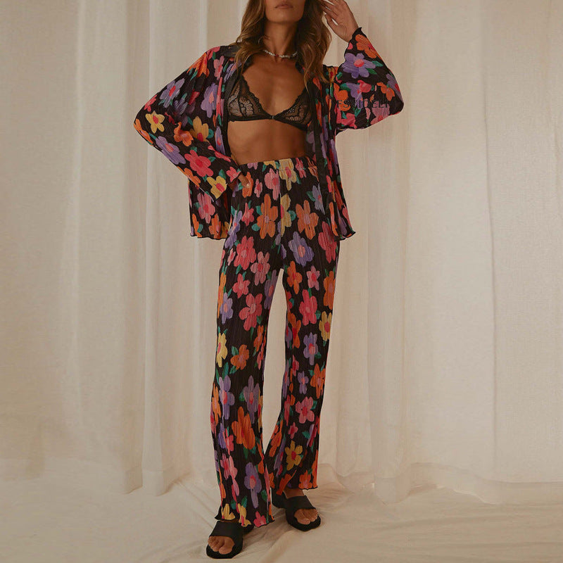 Calyssa | Kleurrijke bloemen 2-delige set voor dames - Top & Broek met bloemenprint