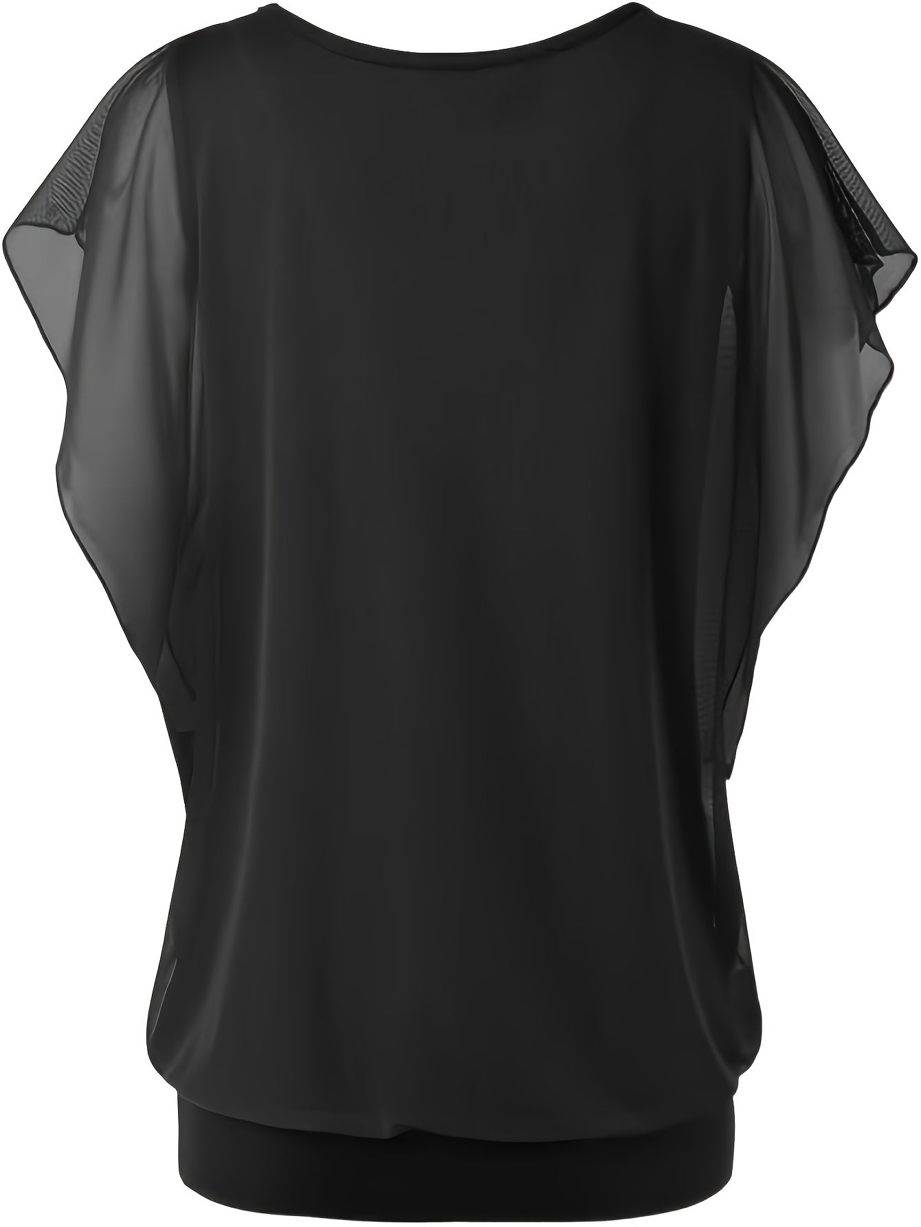 Empriss | Casual blouse van mesh voor dames - Korte mouwen, geplooide voorkant